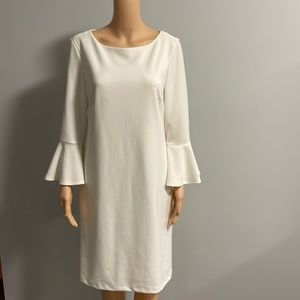Liz Claiborne white ruffle sleeves dress